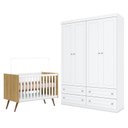 Ver imagem 1 de Berço Americano Q Encanto 3820 Retrô Freijó Toq Branco Acetinado - Qmovi E guarda Roupa Infantil