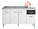 Ver imagem 1 de Armário Balcão Gabinete Gabriela Branco/preto - S/t 150cm