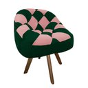 Ver imagem 2 de Poltrona Paloma Escritório Sala Giratória Madeira Suede Verde e Suede Rose - Dominic Decor