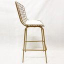 Ver imagem 4 de Kit 2 Banquetas BERTÓIA dourado fosco assento branco tubular altura 70cm - Poltronas do Sul