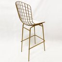 Ver imagem 5 de Kit 2 Banquetas BERTÓIA dourado fosco assento branco tubular altura 70cm - Poltronas do Sul