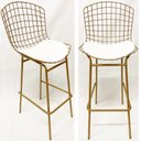Ver imagem 1 de Kit 2 Banquetas BERTÓIA dourado fosco assento branco tubular altura 70cm - Poltronas do Sul