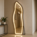 Ver imagem 5 de Espelho Orgânico 170x70 com Led Jateado Touch Corpo Inteiro Moldura Alumínio Suporte de Chão Parede