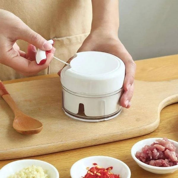 Mini Multiprocessador Triturador Manual 2 Lâminas Inox Alho - 2