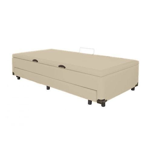Box Baú Solteiro com Auxiliar 96x203x37cm Comfort - Móveis Digital - Veludo Areia - 1