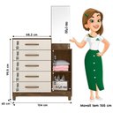 Ver imagem 2 de Cômoda Sapateira Lisboa 5 Gavetas Castanho Wood Off White com Espelho Moval Castanho Wood Off White