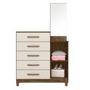 Ver imagem 3 de Cômoda Sapateira Lisboa 5 Gavetas Castanho Wood Off White com Espelho Moval Castanho Wood Off White
