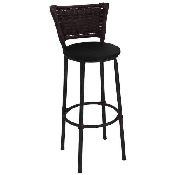 Kit 2 Banquetas Alta Preta Junco Argila com Assento Preto Fortmix - 2