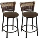 Ver imagem 1 de Kit 2 Banquetas Baixa Preta Junco Capuccino com Assento Marrom Fortmix