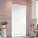 Ver imagem 1 de Guarda Roupa Solteiro 3 Portas 2 Gavetas Venti - Branco/rosa Flex