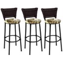 Ver imagem 1 de Kit 3 Banquetas Alta Preta Junco Argila com Assento Floral Marrom Fortmix