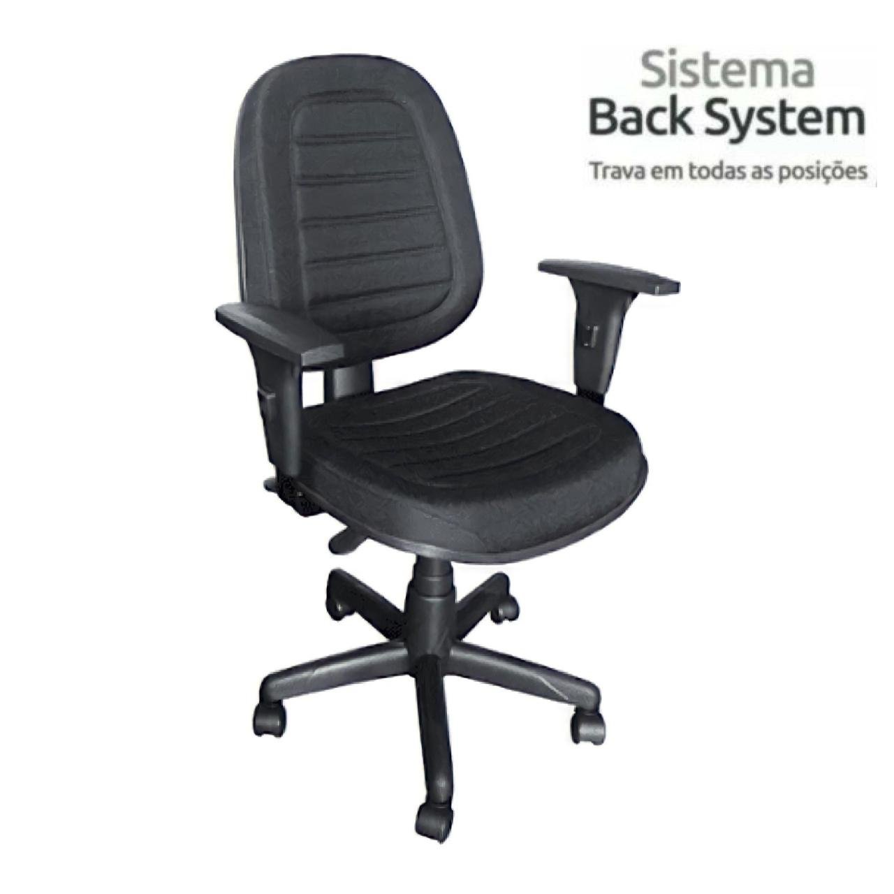 Cadeira Diretorzinha Back System Costurado C/ Braços Reguláveis – Cor Preto – MARTIFLEX - 2