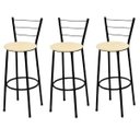 Ver imagem 1 de Kit 3 Banquetas Alta Preta com Assento Bege Fortmix