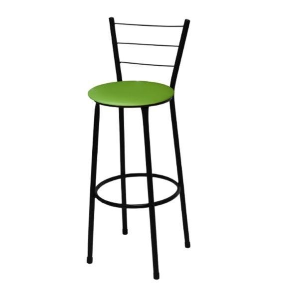Kit 3 Banquetas Alta Preta com Assento Verde Fortmix - 2