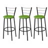 Kit 3 Banquetas Alta Preta com Assento Verde Fortmix - 1