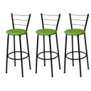 Ver imagem 1 de Kit 3 Banquetas Alta Preta com Assento Verde Fortmix