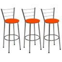 Ver imagem 1 de Kit 3 Banquetas Alta Cromada com Assento Laranja Fortmix