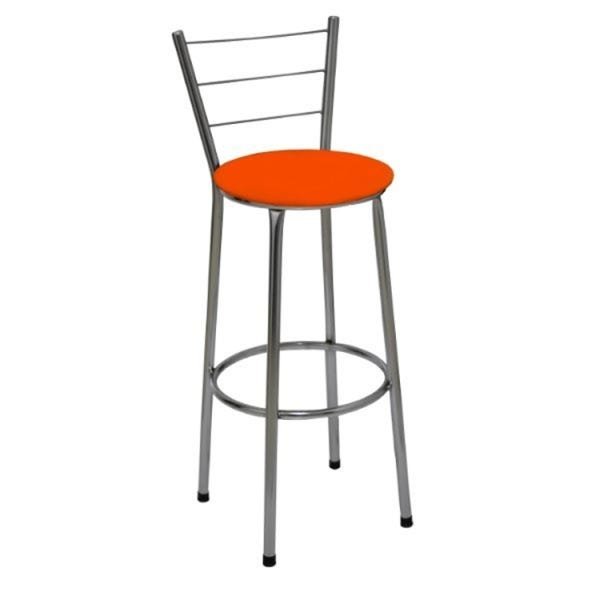 Kit 3 Banquetas Alta Cromada com Assento Laranja Fortmix - 2
