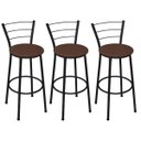 Ver imagem 1 de Kit 3 Banquetas Alta Preta com Assento Marrom Fortmix