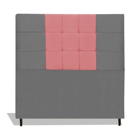 Cabeceira Estofada Box Solteiro Encosto para Cama Maveric 94x126 Composê Cinza/rosa