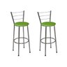 Kit 2 Banquetas Alta Cromada com Assento Verde Fortmix - 1