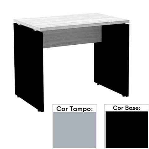 Mesa de Escritório Pé Painel Pe25 em Mdp 120 x 60cm Cinza com Base Preta