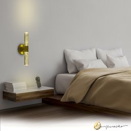 Arandela Tubo Vidro Bolhas Led 3200k 10w Dourado - 4