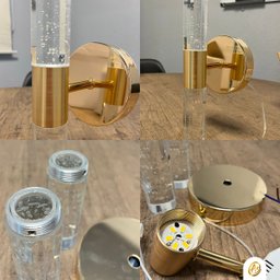 Arandela Tubo Vidro Bolhas Led 3200k 10w Dourado - 5