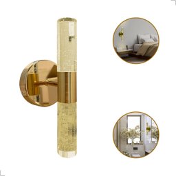 Arandela Tubo Vidro Bolhas Led 3200k 10w Dourado - 2