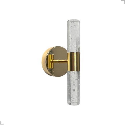 Arandela Tubo Vidro Bolhas Led 3200k 10w Dourado