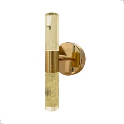 Arandela Tubo Vidro Bolhas Led 3200k 10w Dourado - 7