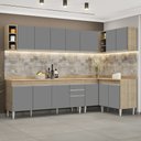 Ver imagem 2 de Armário de Cozinha Modulado de Canto 7 Peças Cp35 Balcão com Tampo Castanho/cinza - Lumil Lumil Móve