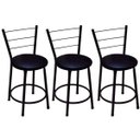 Ver imagem 1 de Kit 3 Banquetas Baixa Preta com Assento Preto Fortmix