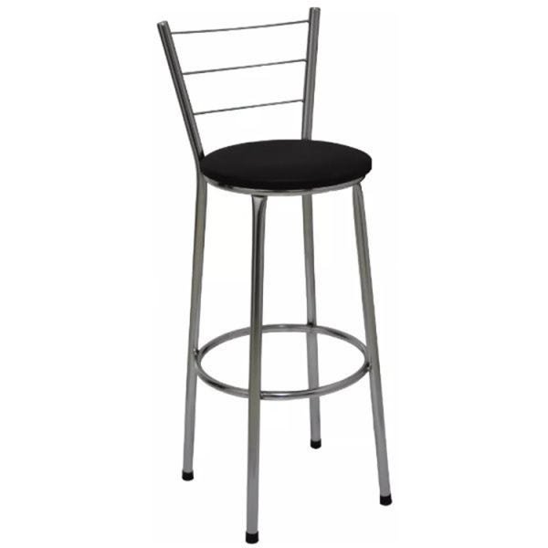 Kit 4 Banquetas Alta Cromada com Assento Preto Fortmix - 2