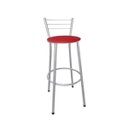 Ver imagem 2 de Kit 4 Banquetas Alta Prata com Assento Vermelho Fortmix