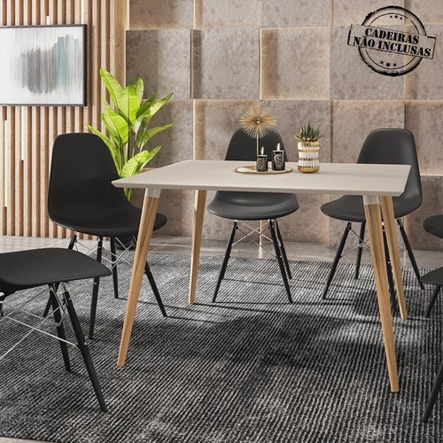 Conjunto Mesa Sala de Jantar Forme 180cm Vidro Off com 6 Cadeiras Jade DJ  Móveis A preço de Fábrica