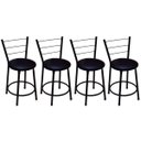 Ver imagem 1 de Kit 4 Banquetas Baixa Preta com Assento Preto Fortmix