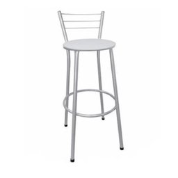 Kit 4 Banquetas Alta Prata com Assento Branco Fortmix - 2