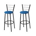 Ver imagem 1 de Kit 2 Banquetas Alta Preta com Assento Azul Fortmix