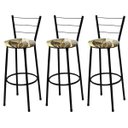 Ver imagem 1 de Kit 3 Banquetas Alta Preta Assento com Floral Marrom Fortmix