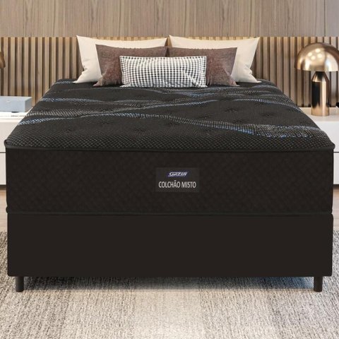 Cama Box Conjugado Casal com Colchão 138x70x188 Soft Firme Ii Gazin Cr35320 Preto-marrom