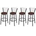 Ver imagem 1 de Kit 4 Banquetas Alta Preta com Assento Marrom Fortmix