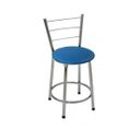 Ver imagem 2 de Kit 3 Banquetas Baixa Cromada com Assento Azul Fortmix
