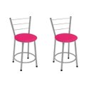 Ver imagem 1 de Kit 2 Banquetas Baixa Prata com Assento Rosa Fortmix