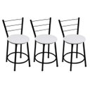Ver imagem 1 de Kit 3 Banquetas Baixa Preta com Assento Branco Fortmix
