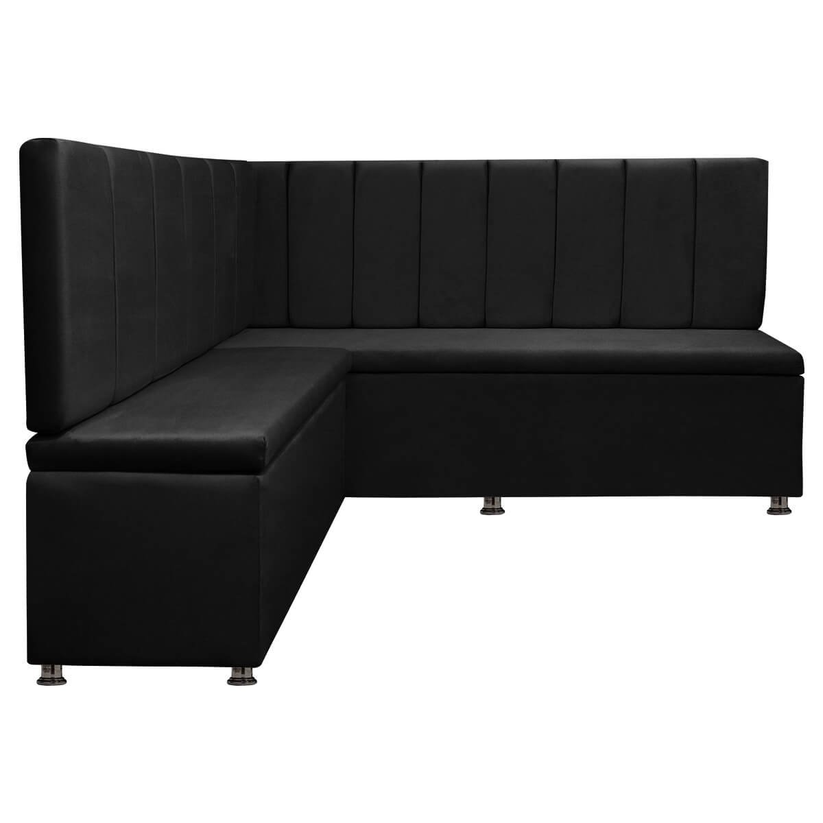 Canto Alemão 4 Lugares para Lanchonete 1,25x1,60m Liso Preto Sofa Store - 4