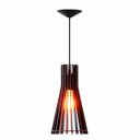 Ver imagem 1 de Luminária Lustre Pendente Madeira Vazado Aletado Soq E27 13x25cm Cor:café