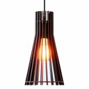 Ver imagem 4 de Luminária Lustre Pendente Madeira Vazado Aletado Soq E27 13x25cm Cor:café