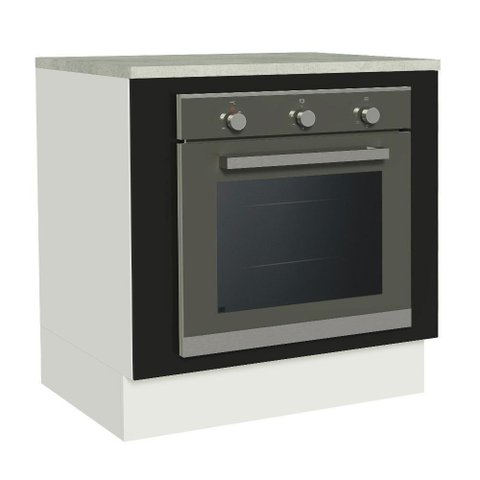 Balcão para Forno de Embutir 80 X 60 Cm com Tampo Branco/preto Agata, Glamy Madesa Branco/preto