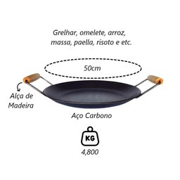 Chapa Disco Arado Aço Carbono Bifeteira Alça Madeira 50cm - 3